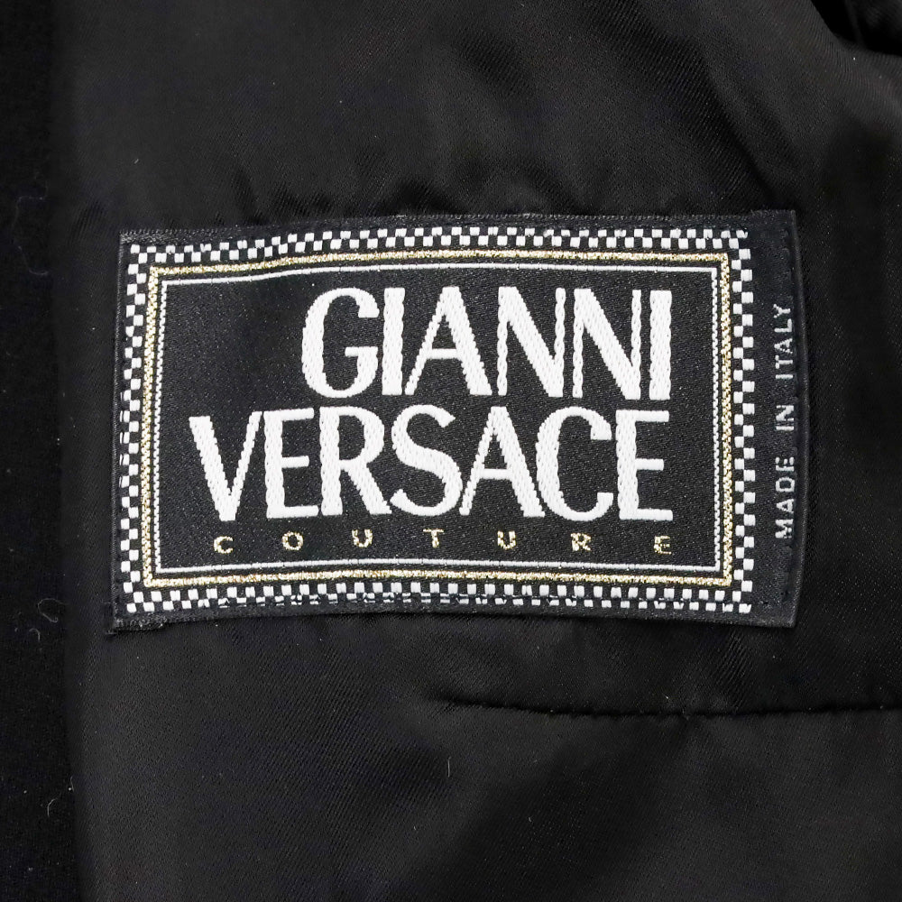 Gianni Versace Black & White Houndstooth Wool Tweed Jacket
