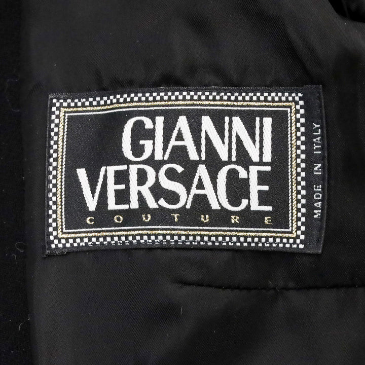Gianni Versace Black & White Houndstooth Wool Tweed Jacket