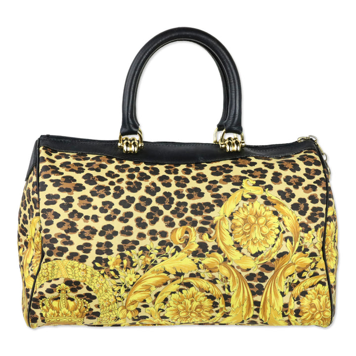 Gianni Versace Gold Baroque Leopard Print Top Handle Bag
