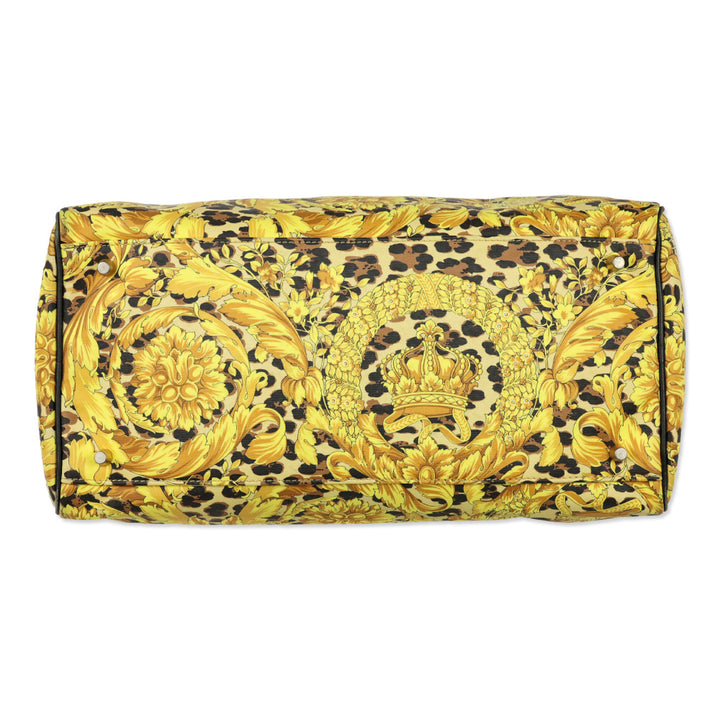 Gianni Versace Gold Baroque Leopard Print Top Handle Bag