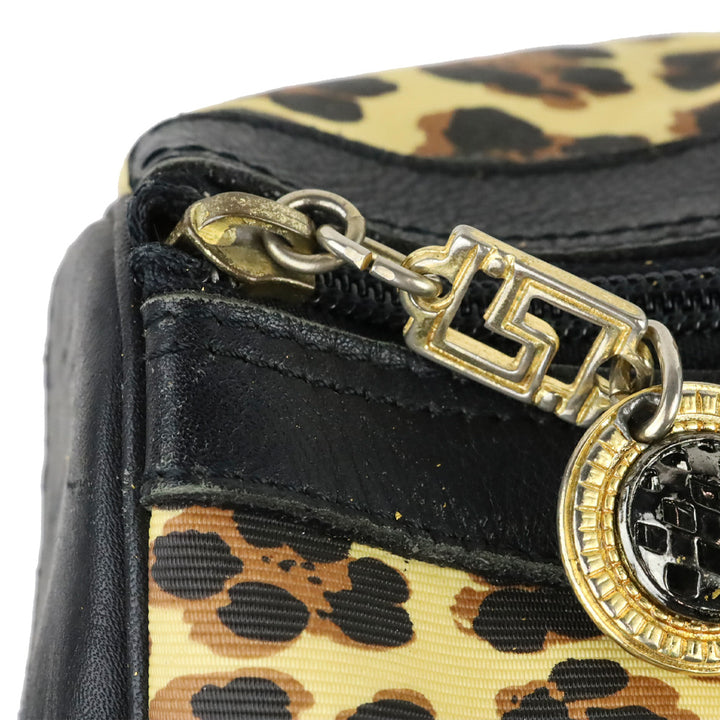 Gianni Versace Gold Baroque Leopard Print Top Handle Bag