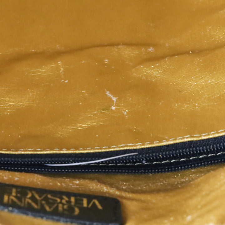 Gianni Versace Gold Baroque Leopard Print Top Handle Bag