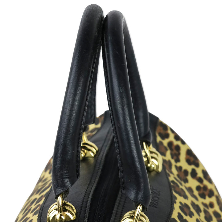 Gianni Versace Gold Baroque Leopard Print Top Handle Bag