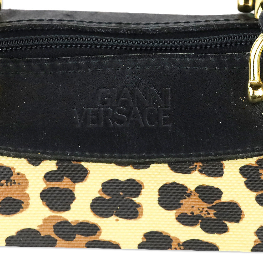 Gianni Versace Gold Baroque Leopard Print Top Handle Bag