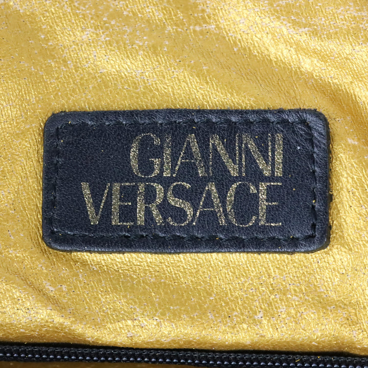 Gianni Versace Gold Baroque Leopard Print Top Handle Bag
