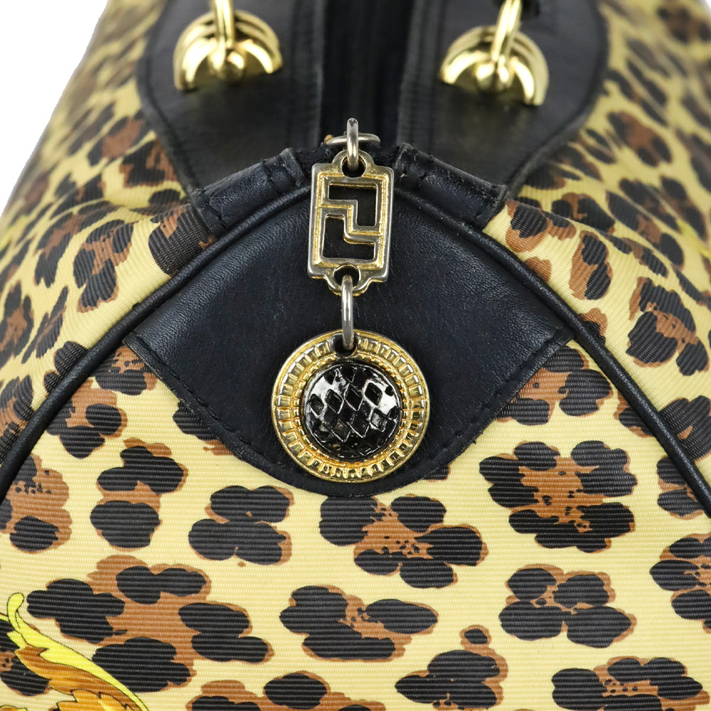 Gianni Versace Gold Baroque Leopard Print Top Handle Bag