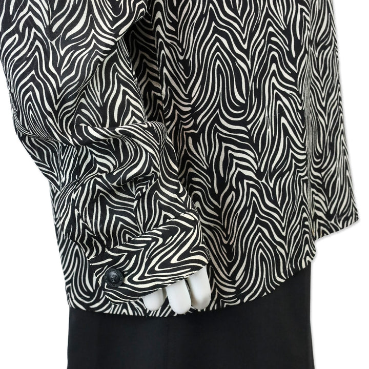 Gianni Versace Zebra Print Silk Chiffon Button Up Blouse