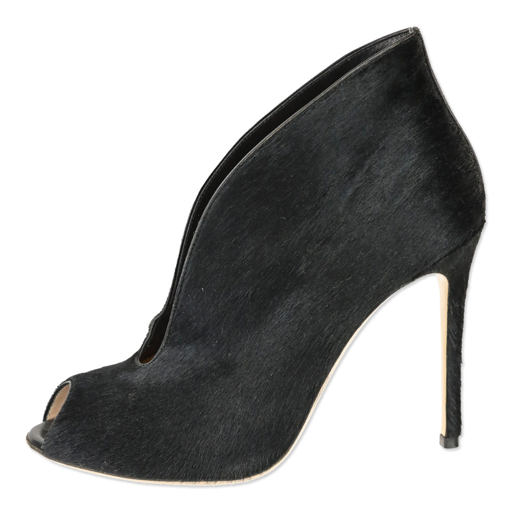 Gianvito Rossi Black Calf Hair Vamp 105 Booties