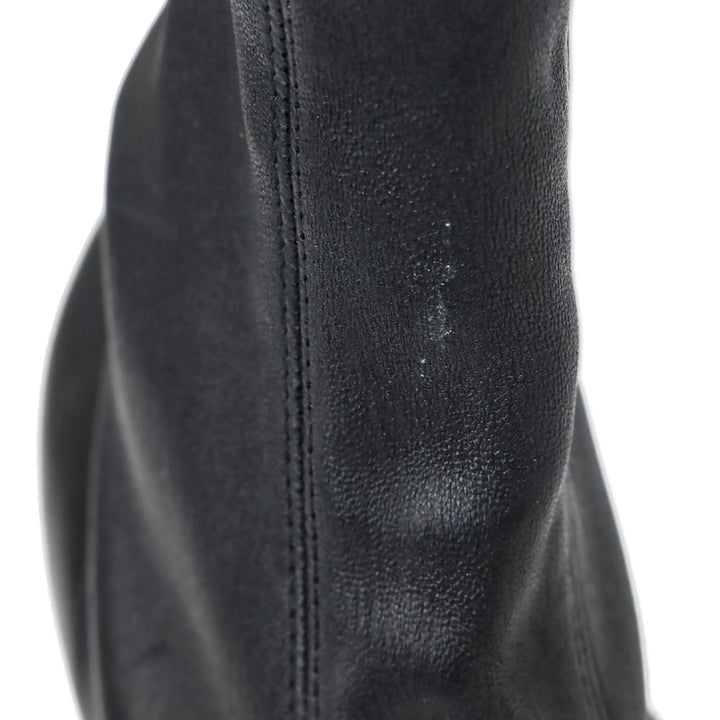 Gianvito Rossi Black Leather Peep Toe Heeled Boot