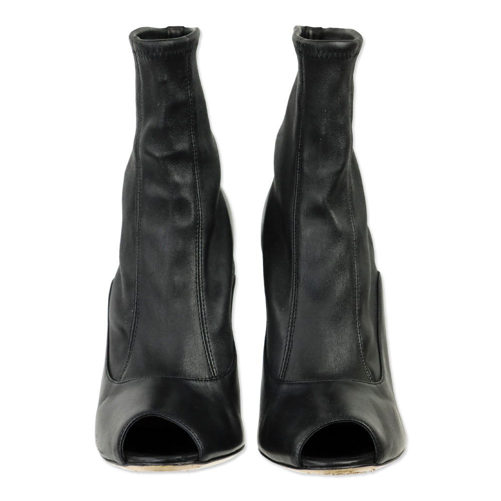 Gianvito Rossi Black Leather Peep Toe Heeled Boot