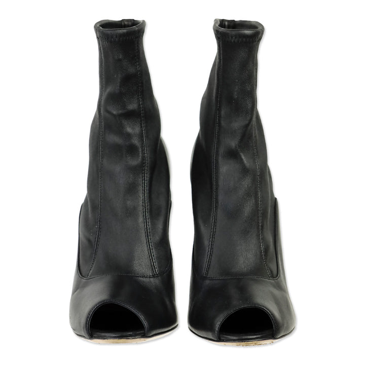 Gianvito Rossi Black Leather Peep Toe Heeled Boot