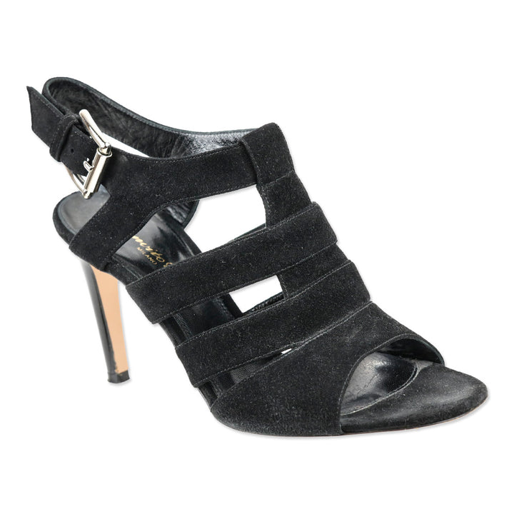 Gianvito Rossi Black Suede Cut-Out Pumps