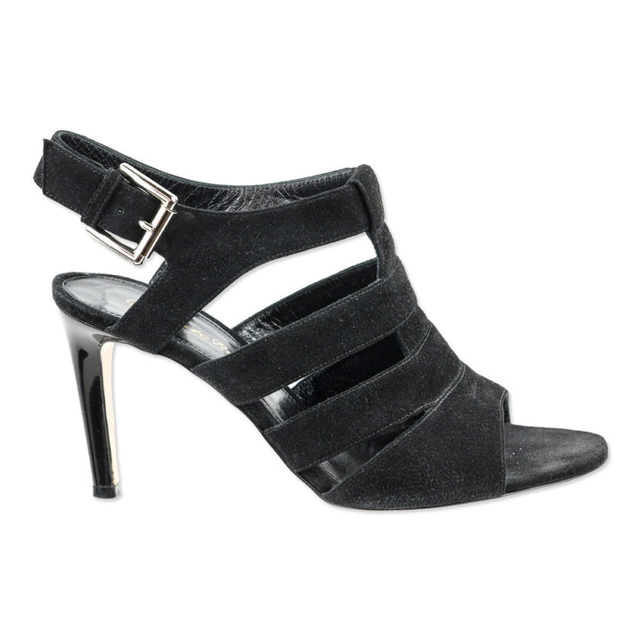 Gianvito Rossi Black Suede Cut-Out Pumps