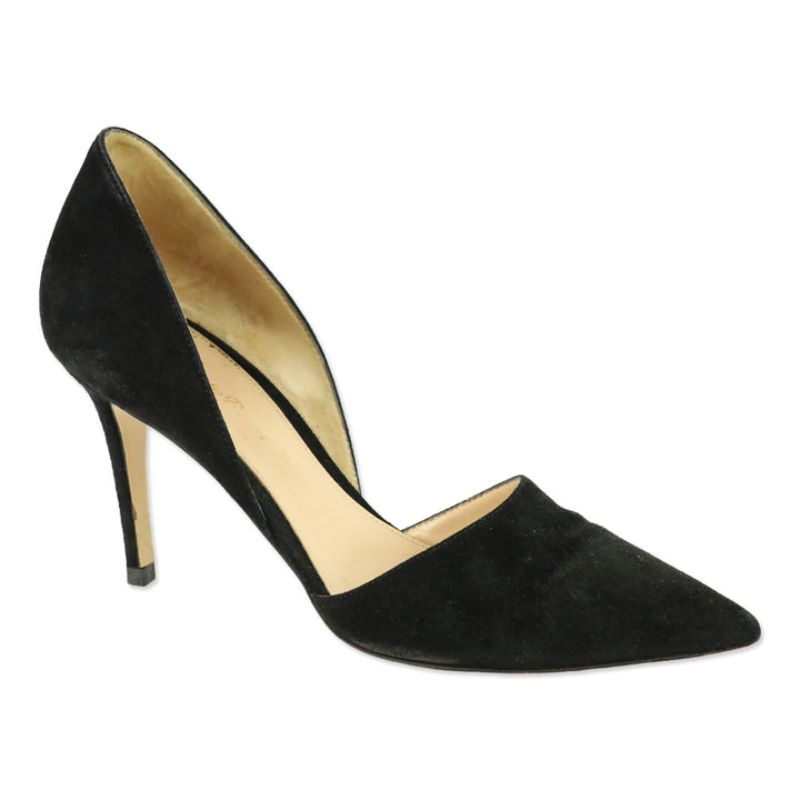Gianvito Rossi Black Suede D'Orsay Pumps