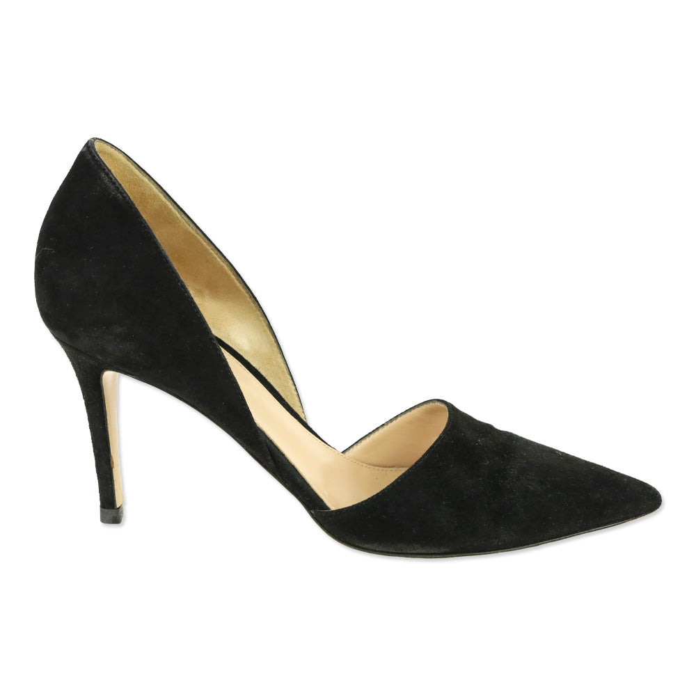Gianvito Rossi Black Suede D'Orsay Pumps