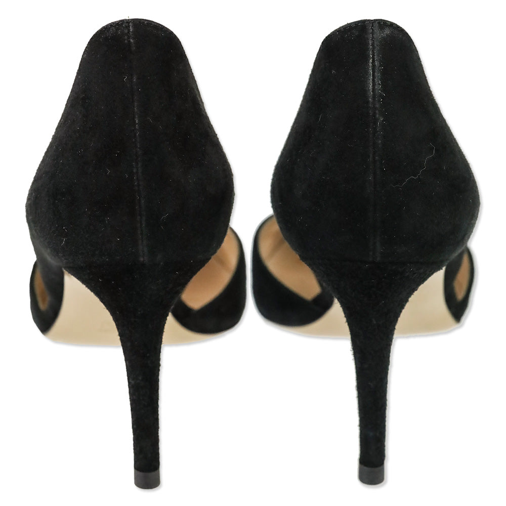 Gianvito Rossi Black Suede D'Orsay Pumps