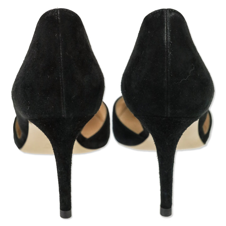 Gianvito Rossi Black Suede D'Orsay Pumps