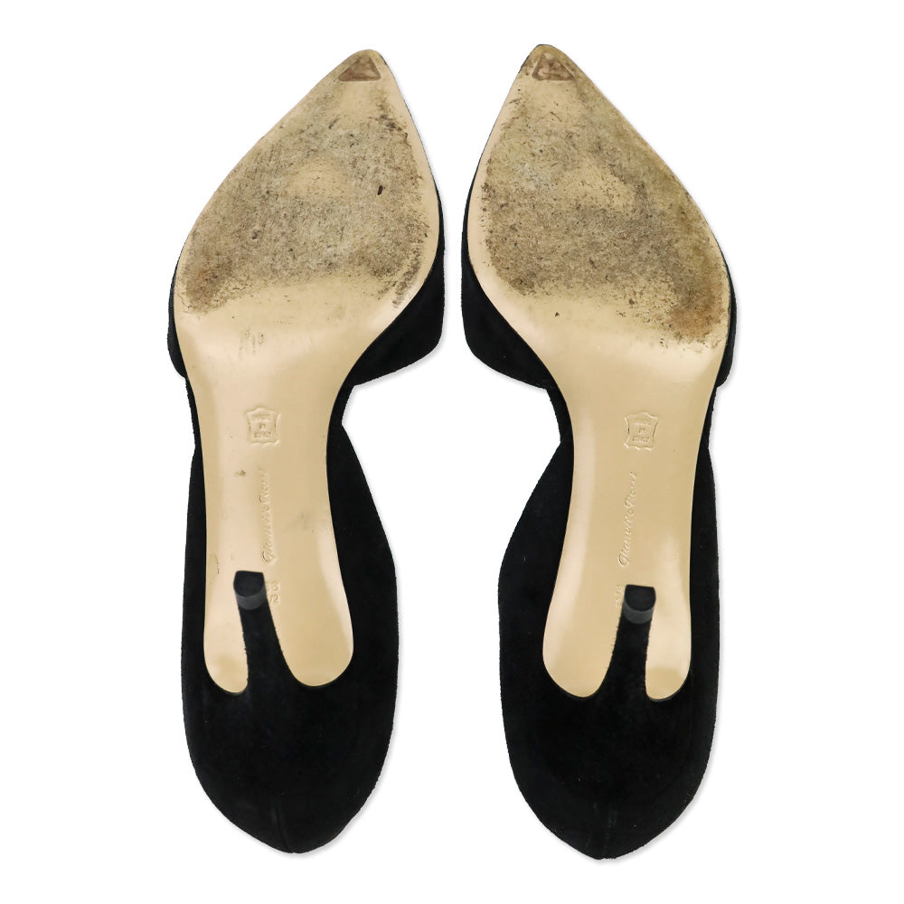 Gianvito Rossi Black Suede D'Orsay Pumps