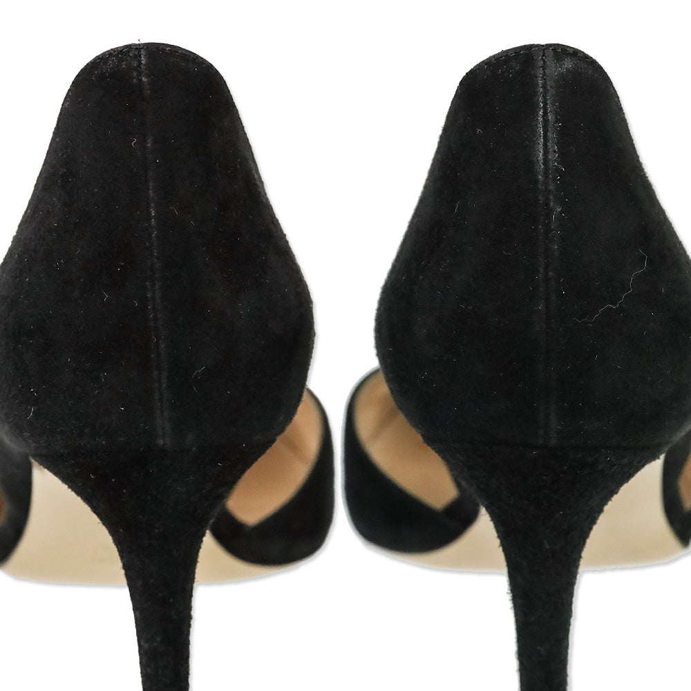 Gianvito Rossi Black Suede D'Orsay Pumps