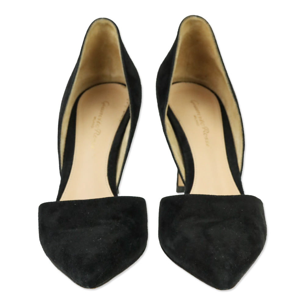 Gianvito Rossi Black Suede D'Orsay Pumps