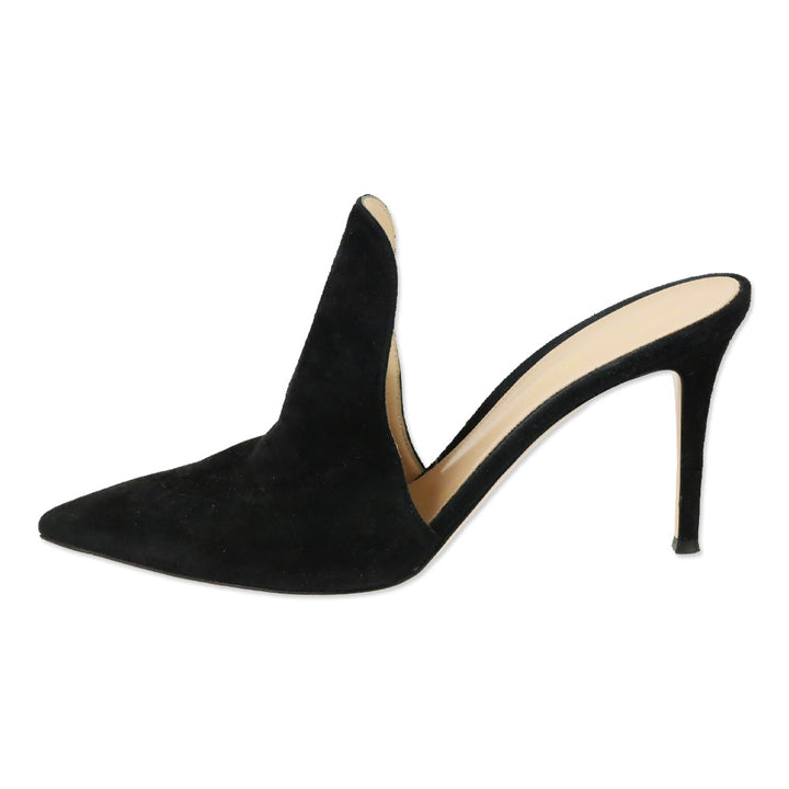 Gianvito Rossi Black Suede Heeled Mule