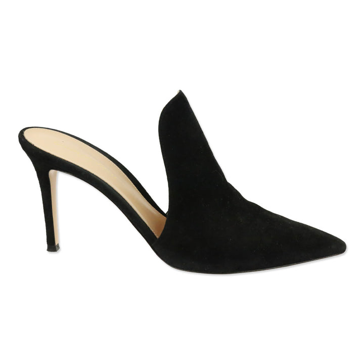 Gianvito Rossi Black Suede Heeled Mule