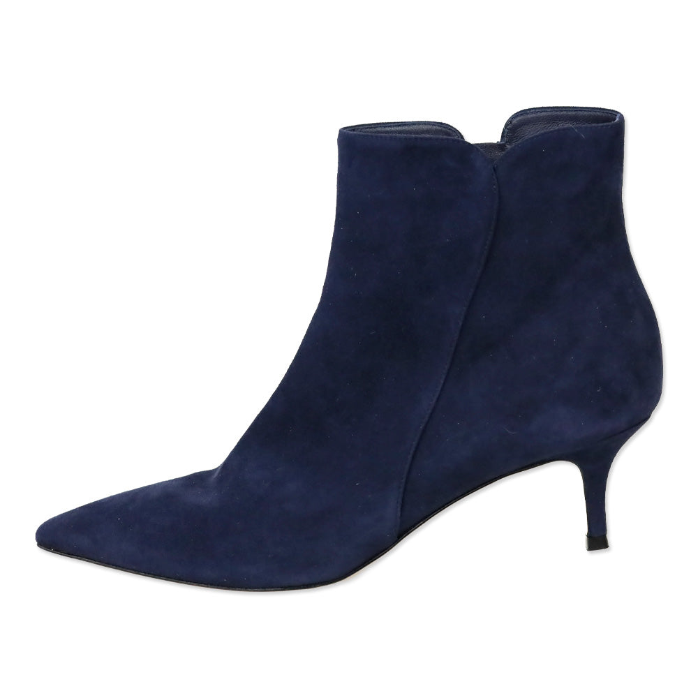 Gianvito Rossi Blue Suede Levy 55 Pointed Toe Booties