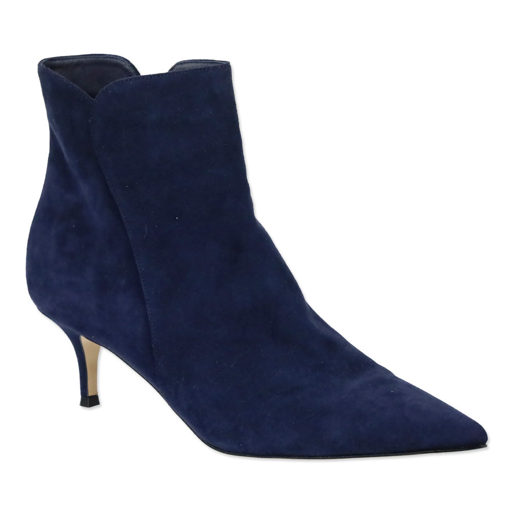 Gianvito Rossi Blue Suede Levy 55 Pointed Toe Booties