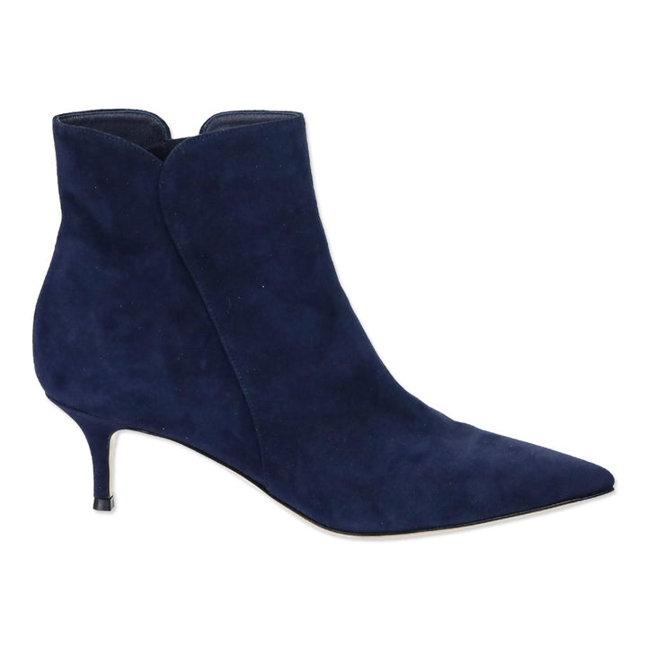 Gianvito Rossi Blue Suede Levy 55 Pointed Toe Booties