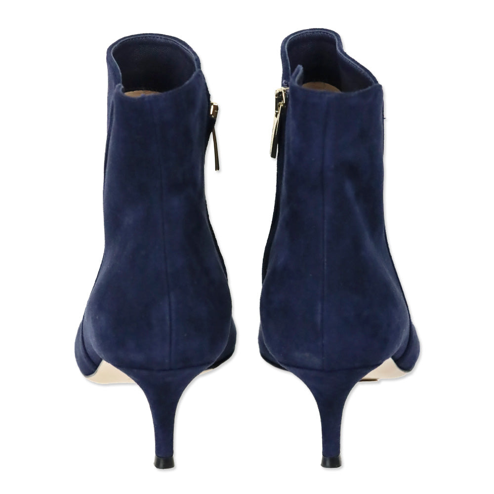 Gianvito Rossi Blue Suede Levy 55 Pointed Toe Booties