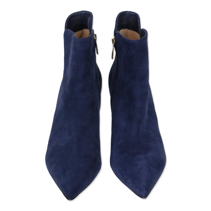 Gianvito Rossi Blue Suede Levy 55 Pointed Toe Booties