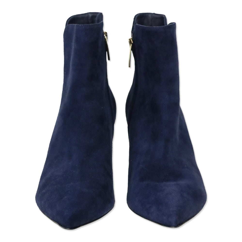 Gianvito Rossi Blue Suede Levy 55 Pointed Toe Booties