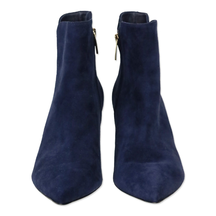 Gianvito Rossi Blue Suede Levy 55 Pointed Toe Booties