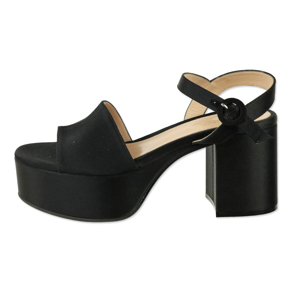 Gianvito Rossi Carol 35 Black Satin Platform Sandals