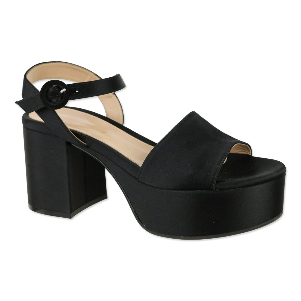 Gianvito Rossi Carol 35 Black Satin Platform Sandals