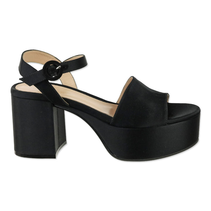Gianvito Rossi Carol 35 Black Satin Platform Sandals
