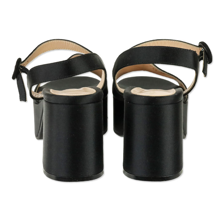Gianvito Rossi Carol 35 Black Satin Platform Sandals