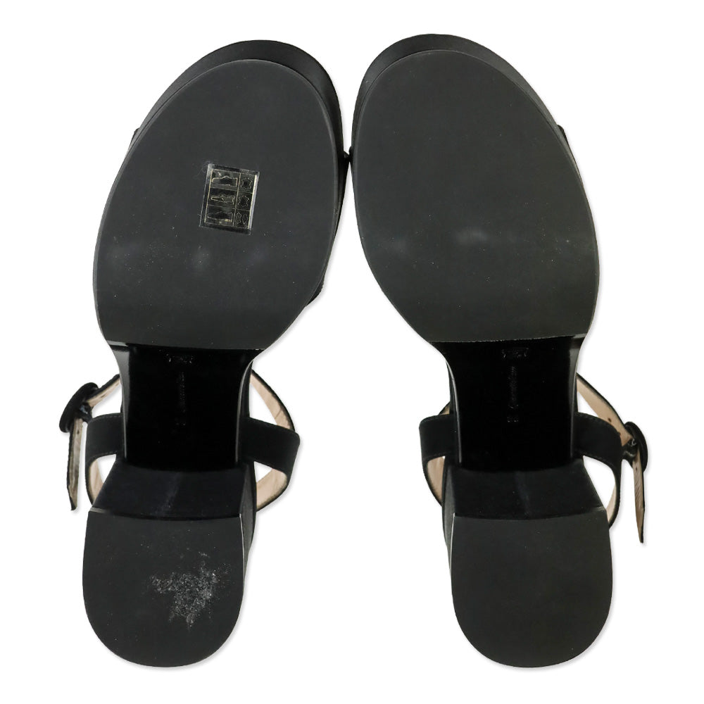 Gianvito Rossi Carol 35 Black Satin Platform Sandals