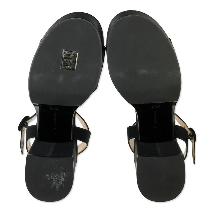 Gianvito Rossi Carol 35 Black Satin Platform Sandals