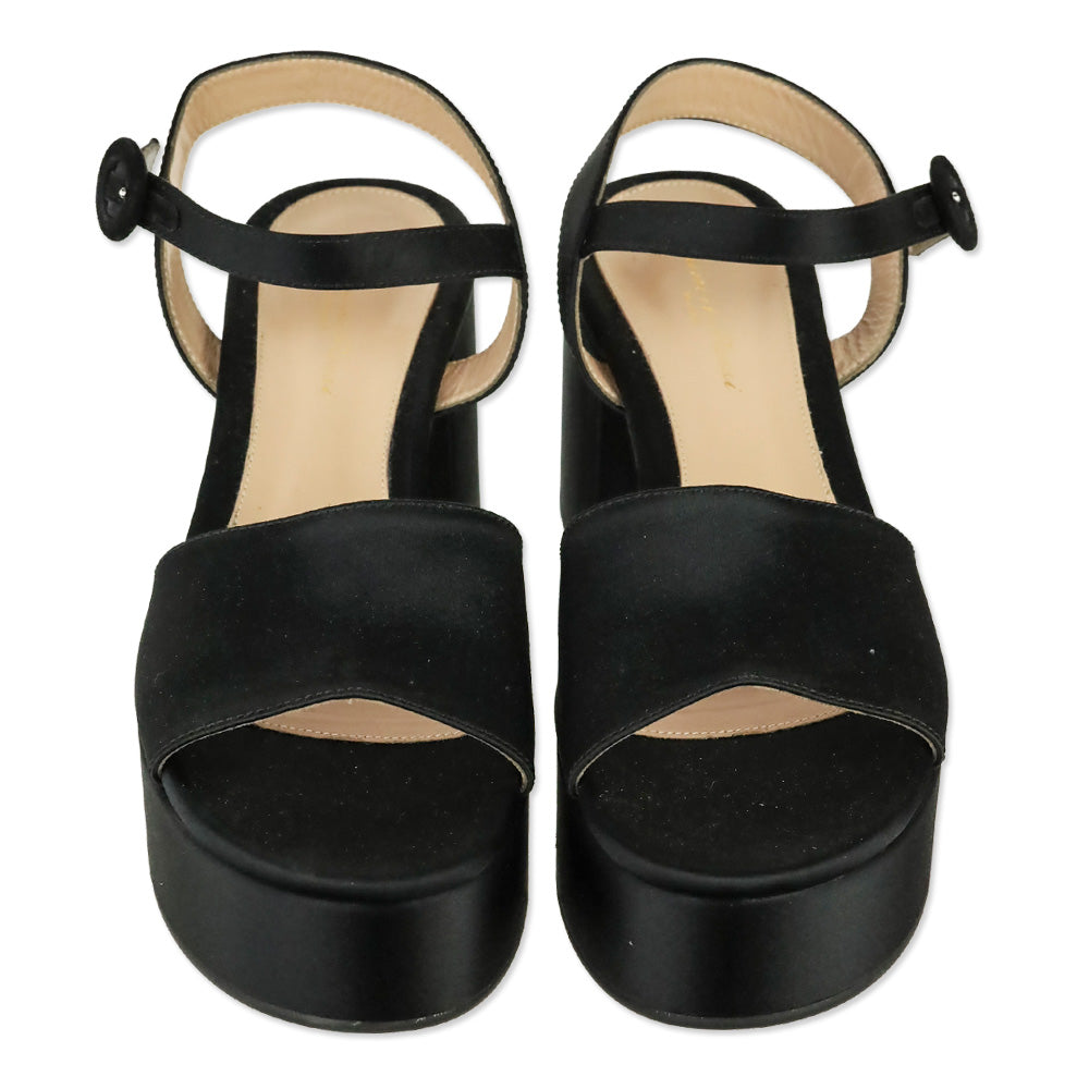 Gianvito Rossi Carol 35 Black Satin Platform Sandals