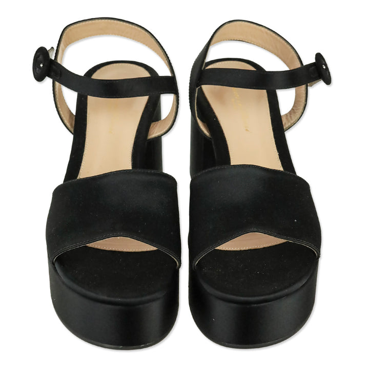 Gianvito Rossi Carol 35 Black Satin Platform Sandals