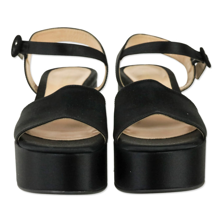 Gianvito Rossi Carol 35 Black Satin Platform Sandals