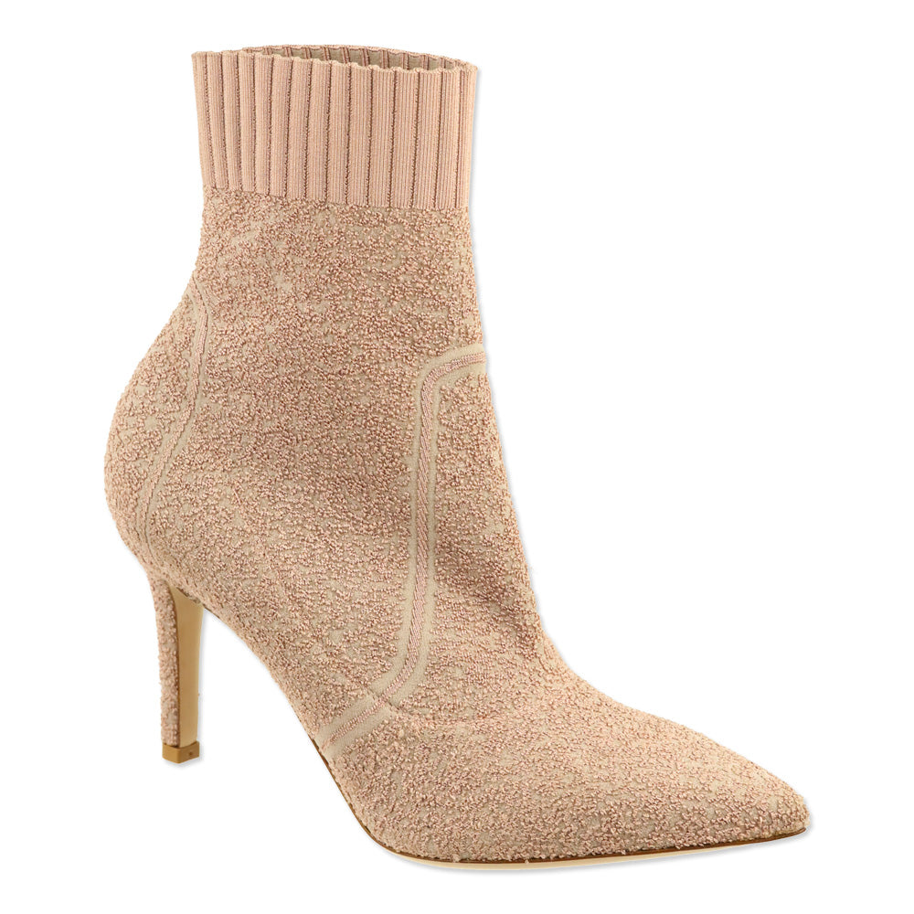 Gianvito Rossi Fiona Pink Bouclé Knit Ankle Boots