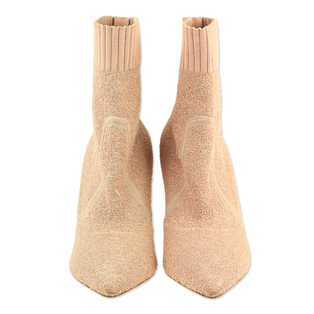 Gianvito Rossi Fiona Pink Bouclé Knit Ankle Boots