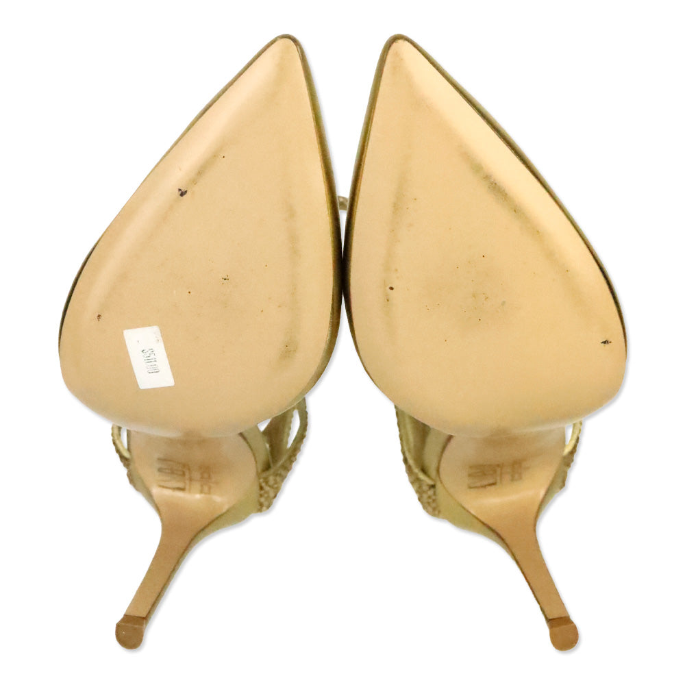 Gianvito Rossi Gold Nappa Crystal Ankle-Strap Sandal