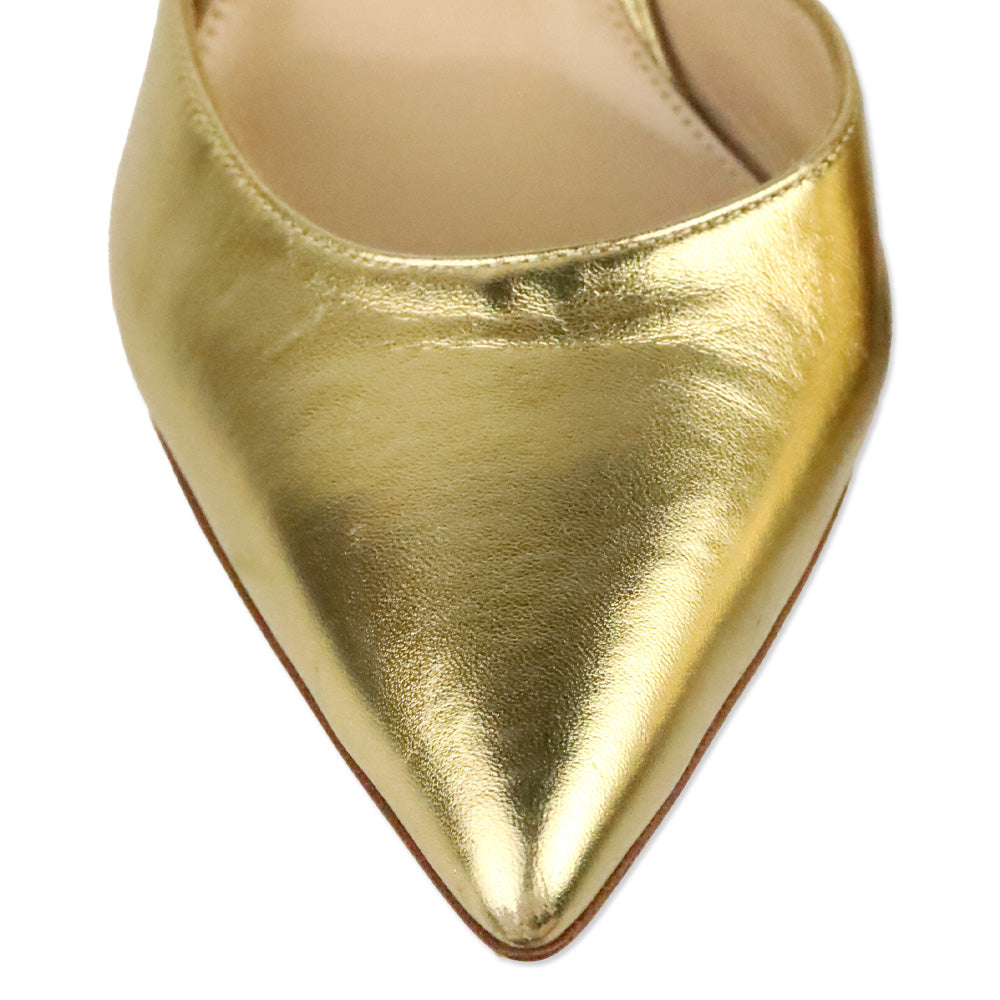 Gianvito Rossi Gold Nappa Crystal Ankle-Strap Sandal