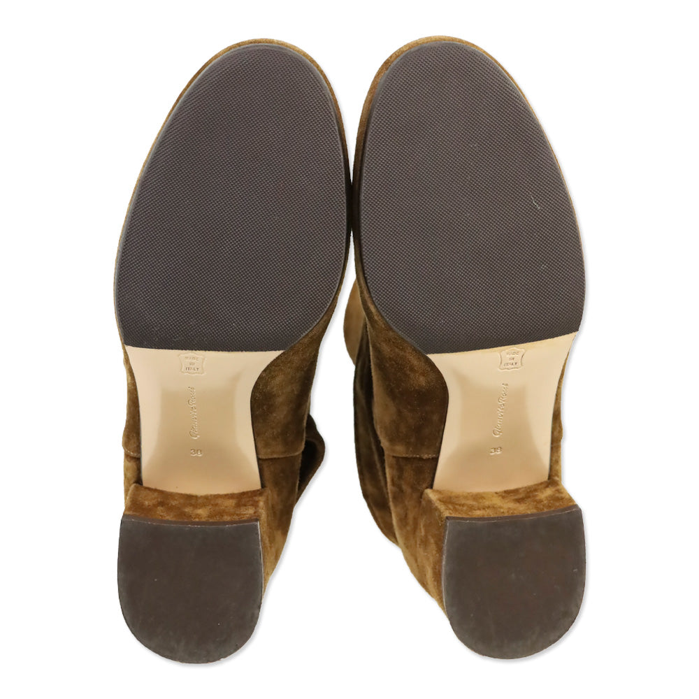 Gianvito Rossi Leslie Brown Suede Wrap Ankle Boot
