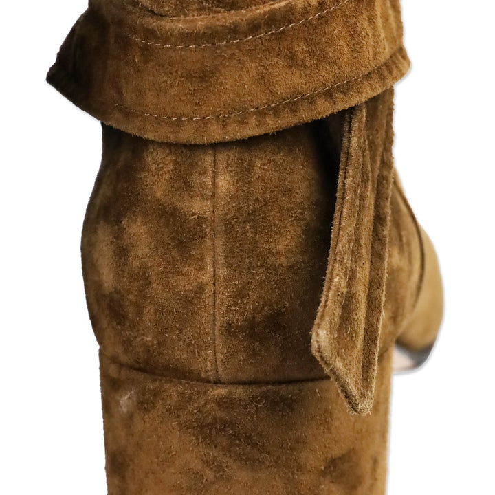 Gianvito Rossi Leslie Brown Suede Wrap Ankle Boot