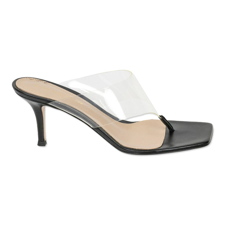 Gianvito Rossi Lotus Leather/PVC Thong Slide Sandal