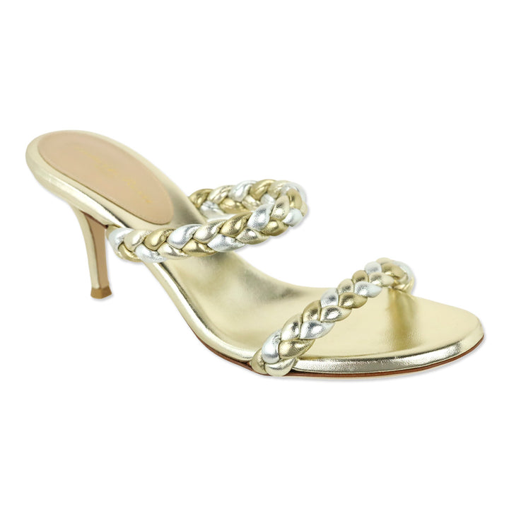Gianvito Rossi Marley Metallic Gold/Silver Braided Leather Sandals